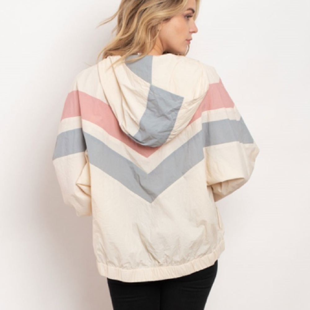 ❄️Ivory Color Block Hoodie Jacket - Picture 3 of 10